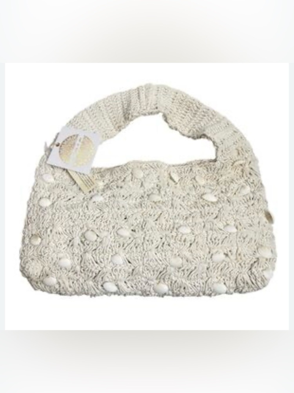 NWT “From India to You” brand crocheted winter white hobo bag